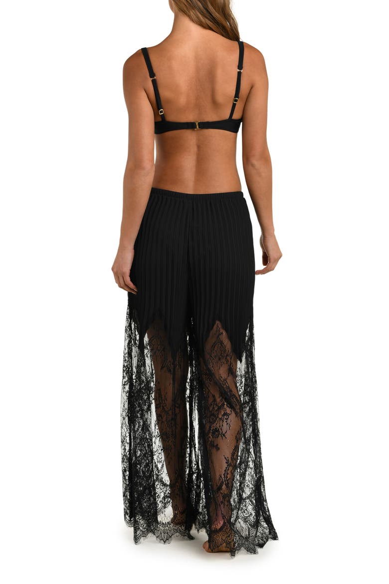 Sharon Lace Trim Cover-Up Wide Leg Pants, Alternate, color, BLACK