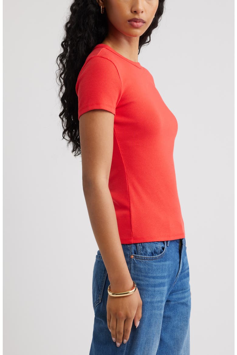 Rib Short Sleeve Shirt, Alternate, color, RED TOMATO