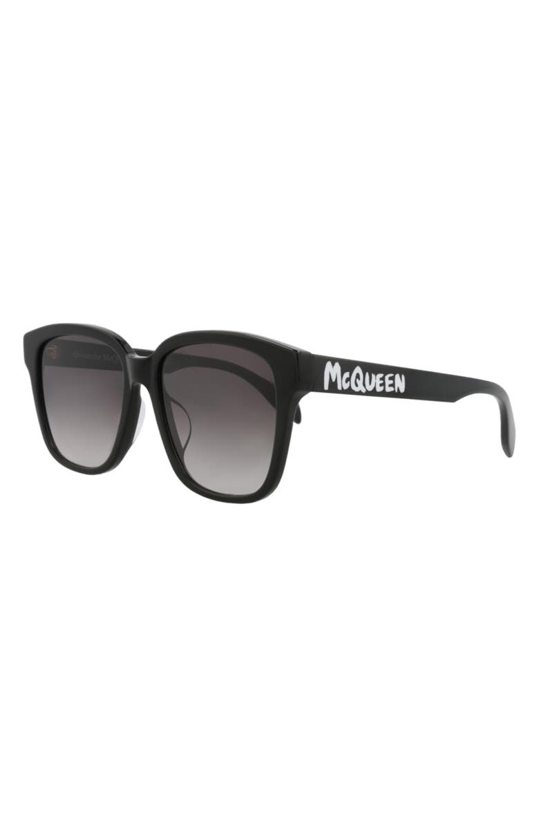 McQueen 56mm Square Sunglasses, Alternate, color, Black Black Grey