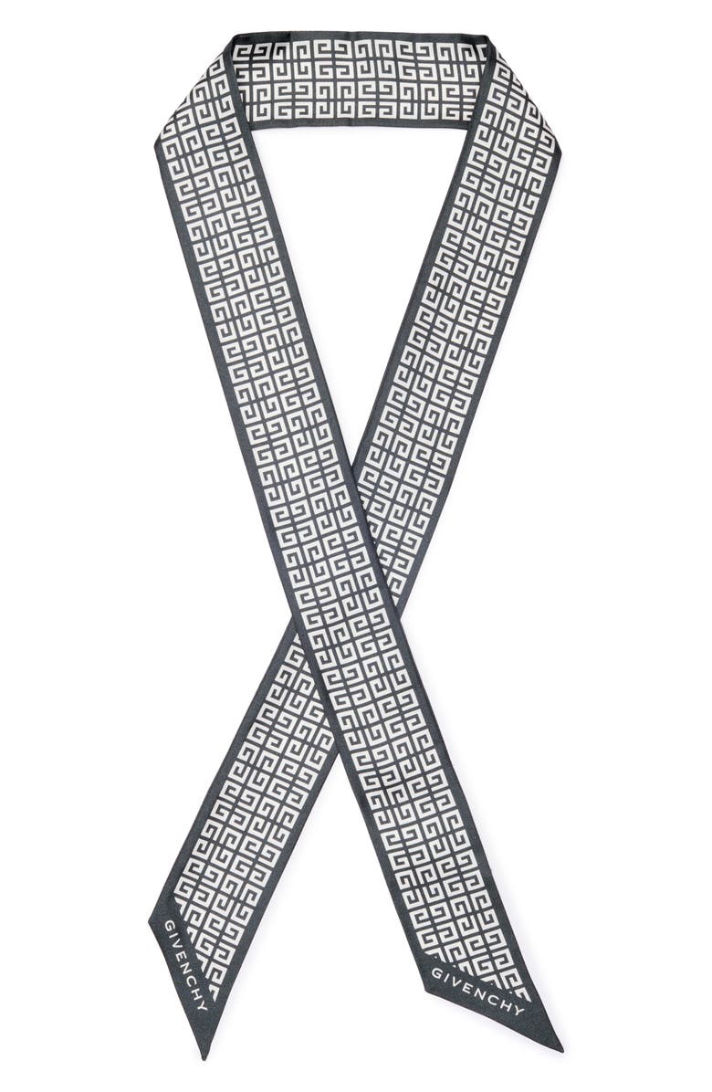 Givenchy 4G Monogram Silk Scarf, Main, color, Graphite / White