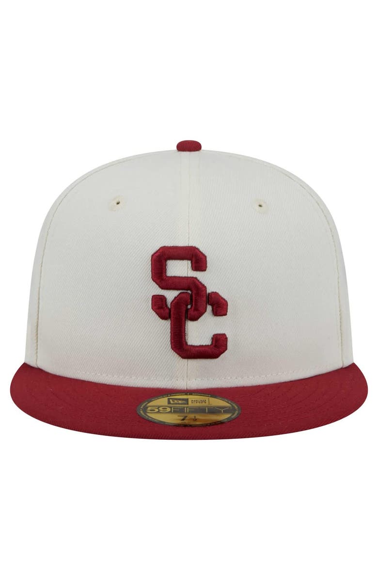 New Era Men's New Era Cream USC Trojans Chrome 59FIFTY Fitted Hat, Alternate, color, 