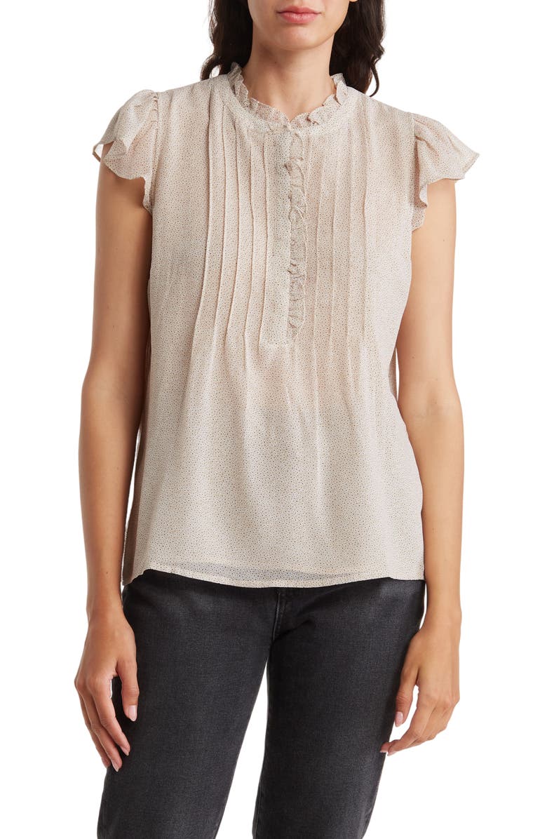 Adrianna Papell Pintuck Flutter Sleeve Blouse, Main, color, 