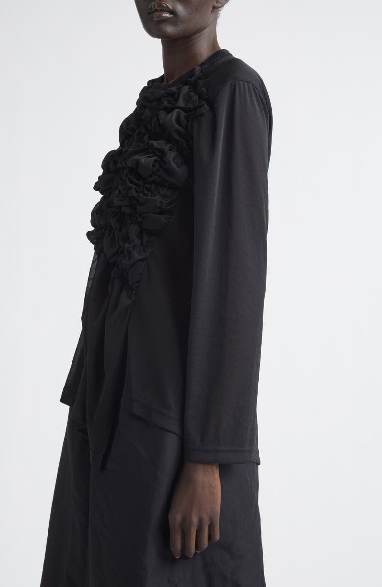 Comme des Garçons Comme des Garçons Gathered Ruffle Top, Alternate, color, Black