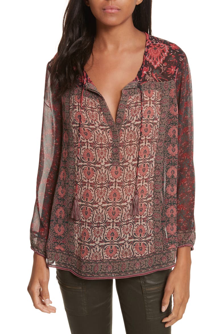 Katja Silk Blouse, Main, color, CAVIAR