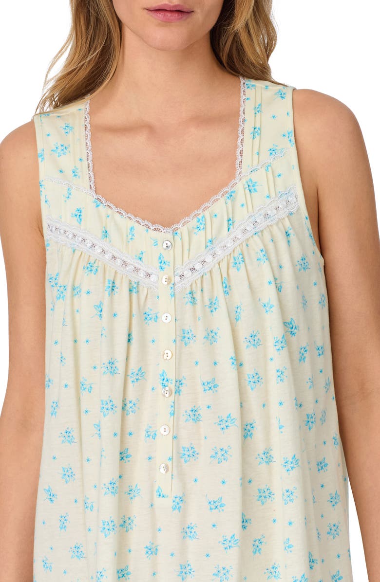 Eileen West Sleeveless Cotton Ballet Nightgown, Alternate, color, Yellow Print