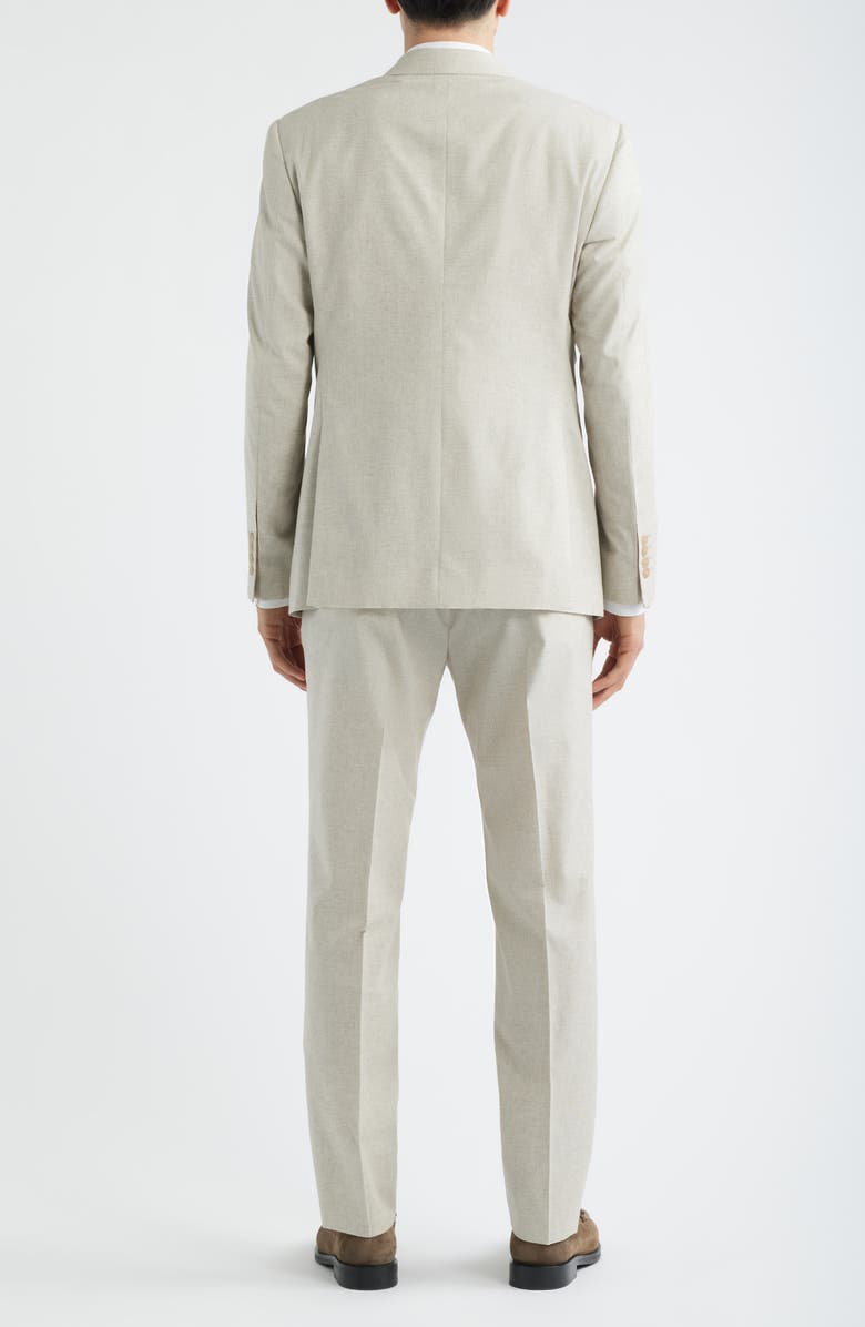 Emporio Armani Tan Mélange Wool & Cotton Blend Suit, Alternate, color, Solid Medium Beige