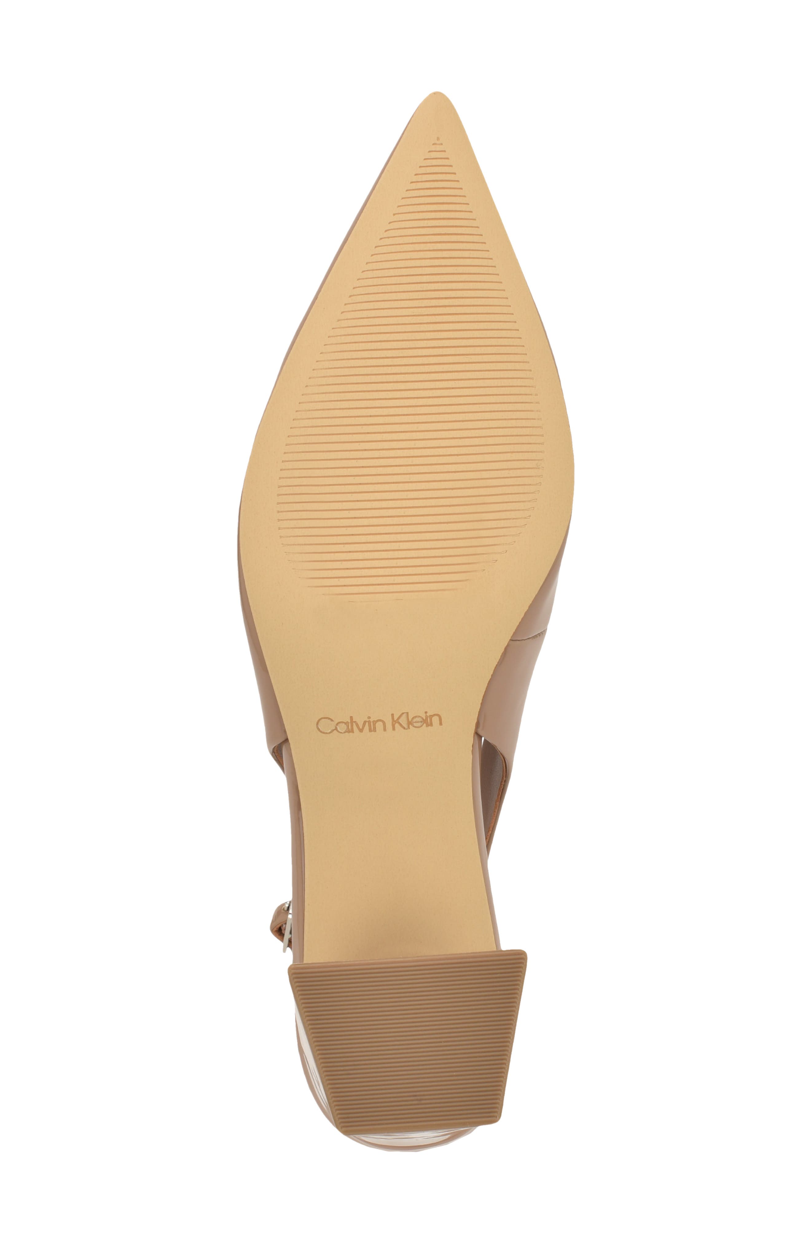 Calvin Klein Sarra Slingback Pointed Toe Pump, Alternate, color, Light Natural Patent