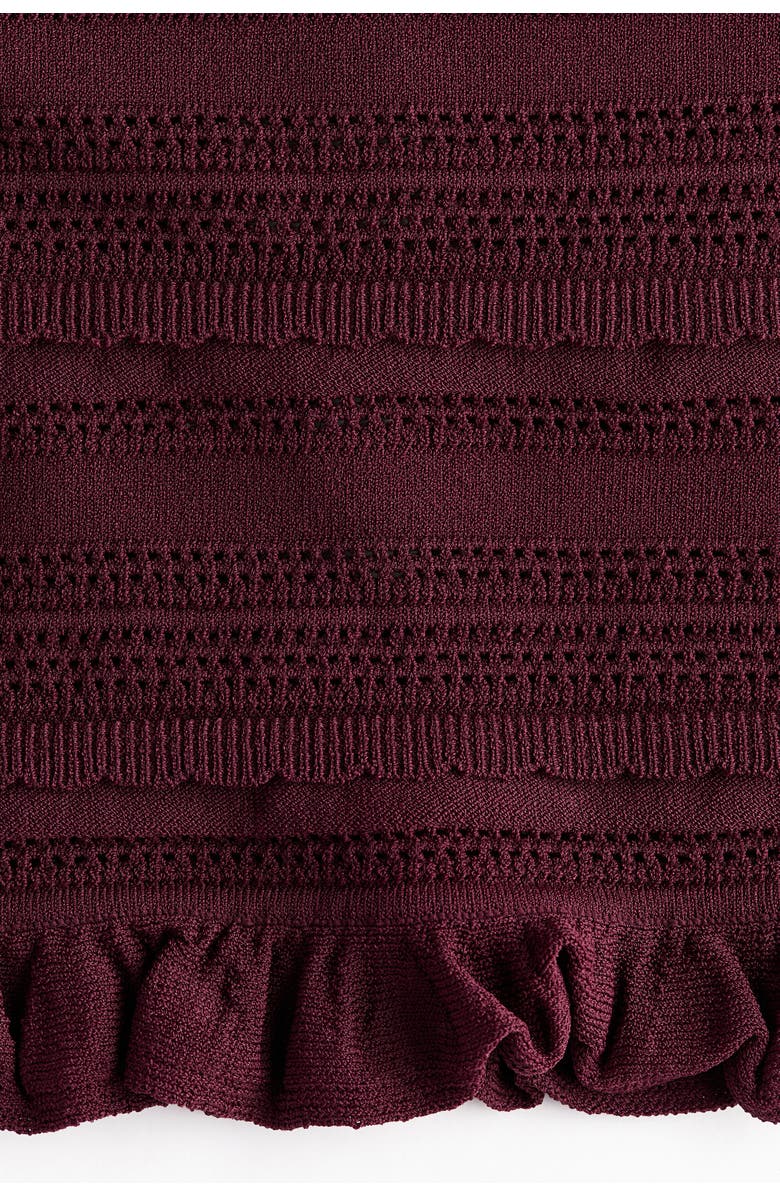 H&M Pointelle-knit Bandeau Top, Alternate, color, Burgundy