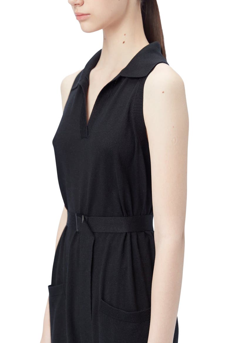 Sleeveless Silk Cashmere Polo Dress, Alternate, color, black