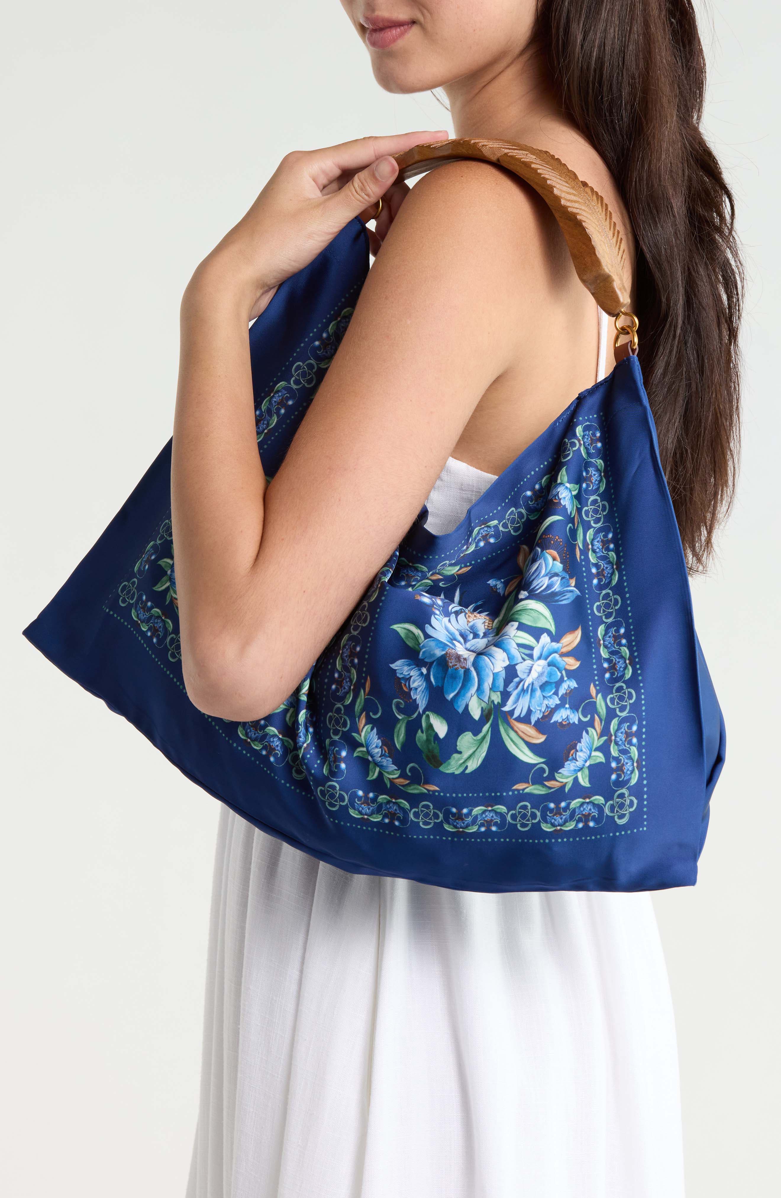 Small Satin Scarf Bag, Alternate, color, BLUE