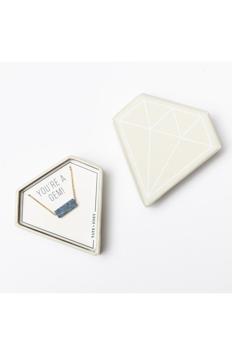 Totalee Gift You're a Gem Necklace, Blue Burnished Brass Blue, Main, color, Gold