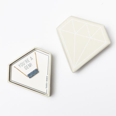 You're a Gem Necklace, Blue Burnished Brass Blue