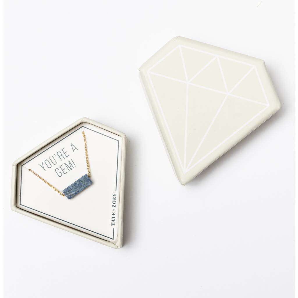 Totalee Gift You're A Gem Necklace, Blue Burnished Brass Blue In Gold