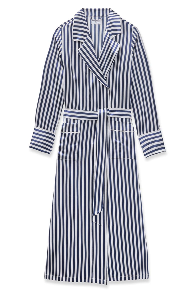 Bengal Stripe Silk Robe, Alternate, color, NAVY