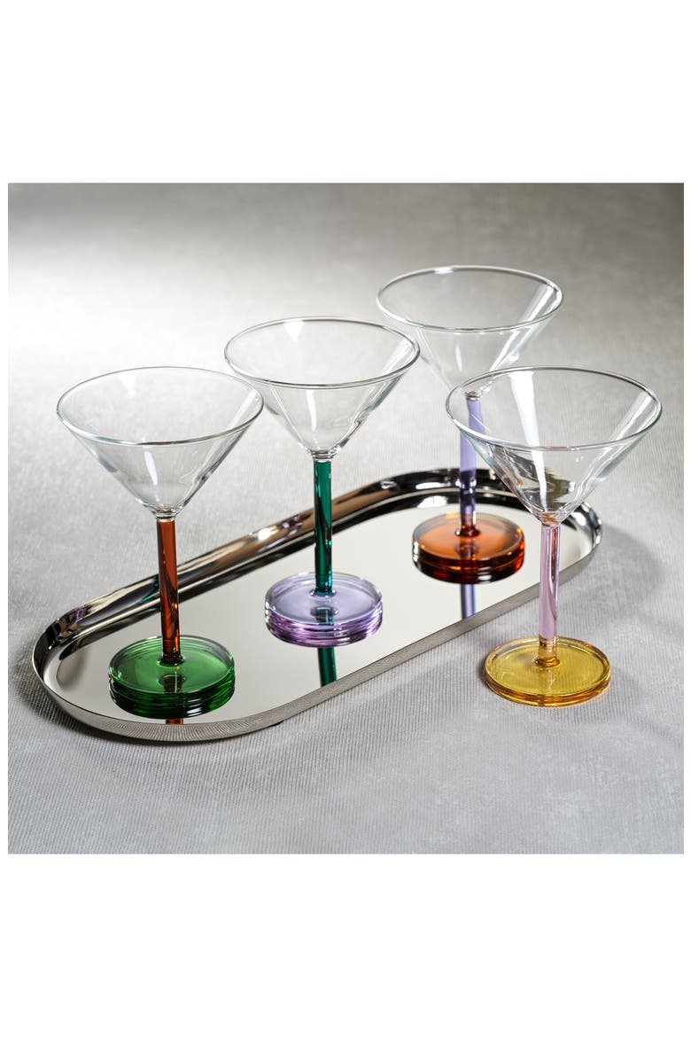 Vireo Set of 4 Martini Glasses, Alternate, color, CLEAR/ TEAL/ LILAC