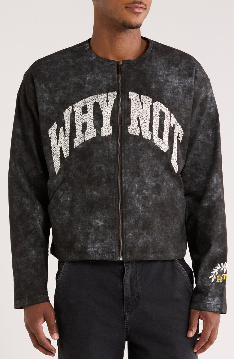 HONOR THE GIFT Twill Washed Front Zip Jacket, Alternate, color, Black