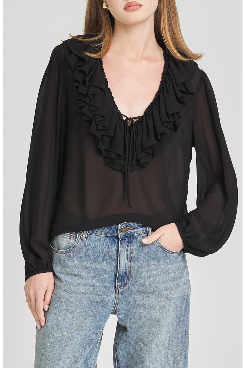 Agnes Ruffle Top, Alternate, color, BLACK