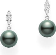 Mikimoto Morning Dew Cultured Pearl & Diamond Drop Earrings
