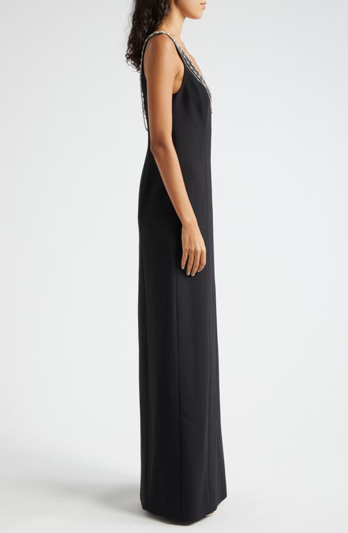 Cinq À Sept April Bead Detail Scoop Neck Gown In Black