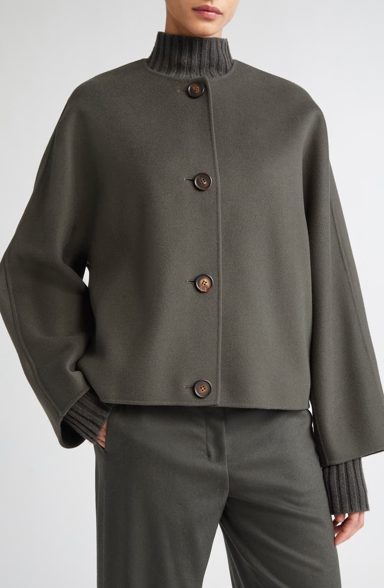 Kate Virgin Wool Button-Up Jacket with Removable Scarf