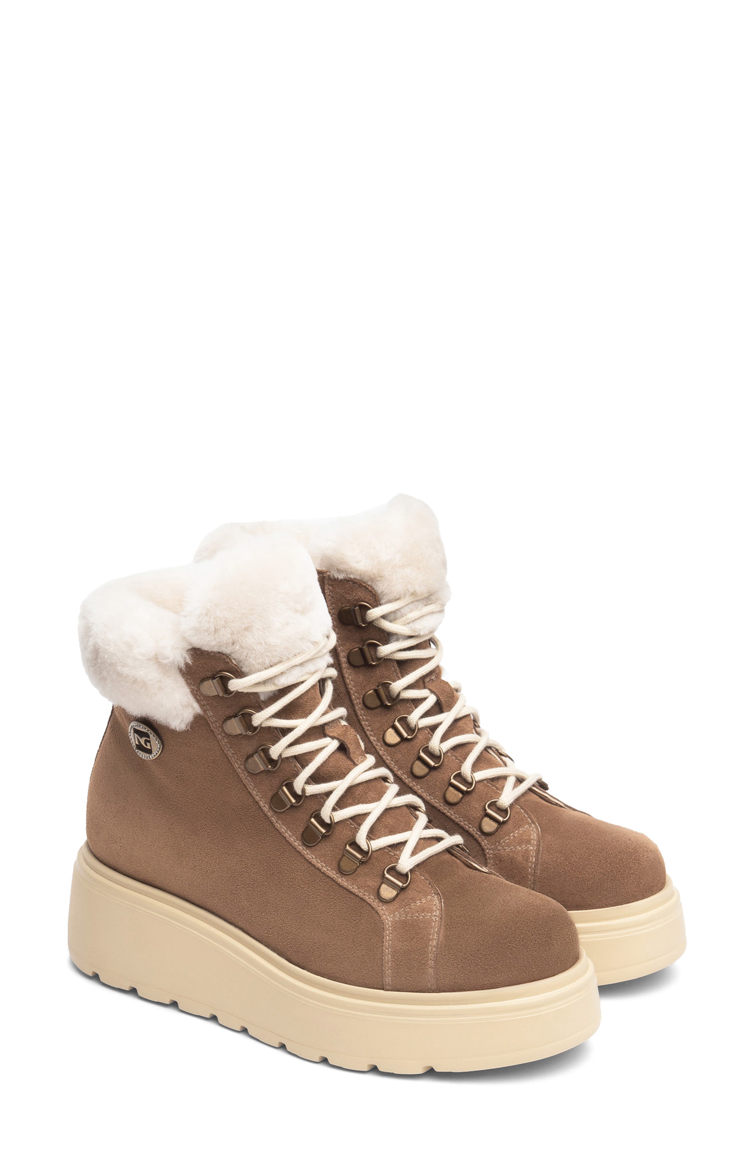 NeroGiardini Faux Shearling Platform Hiker Boot, Main, color, 