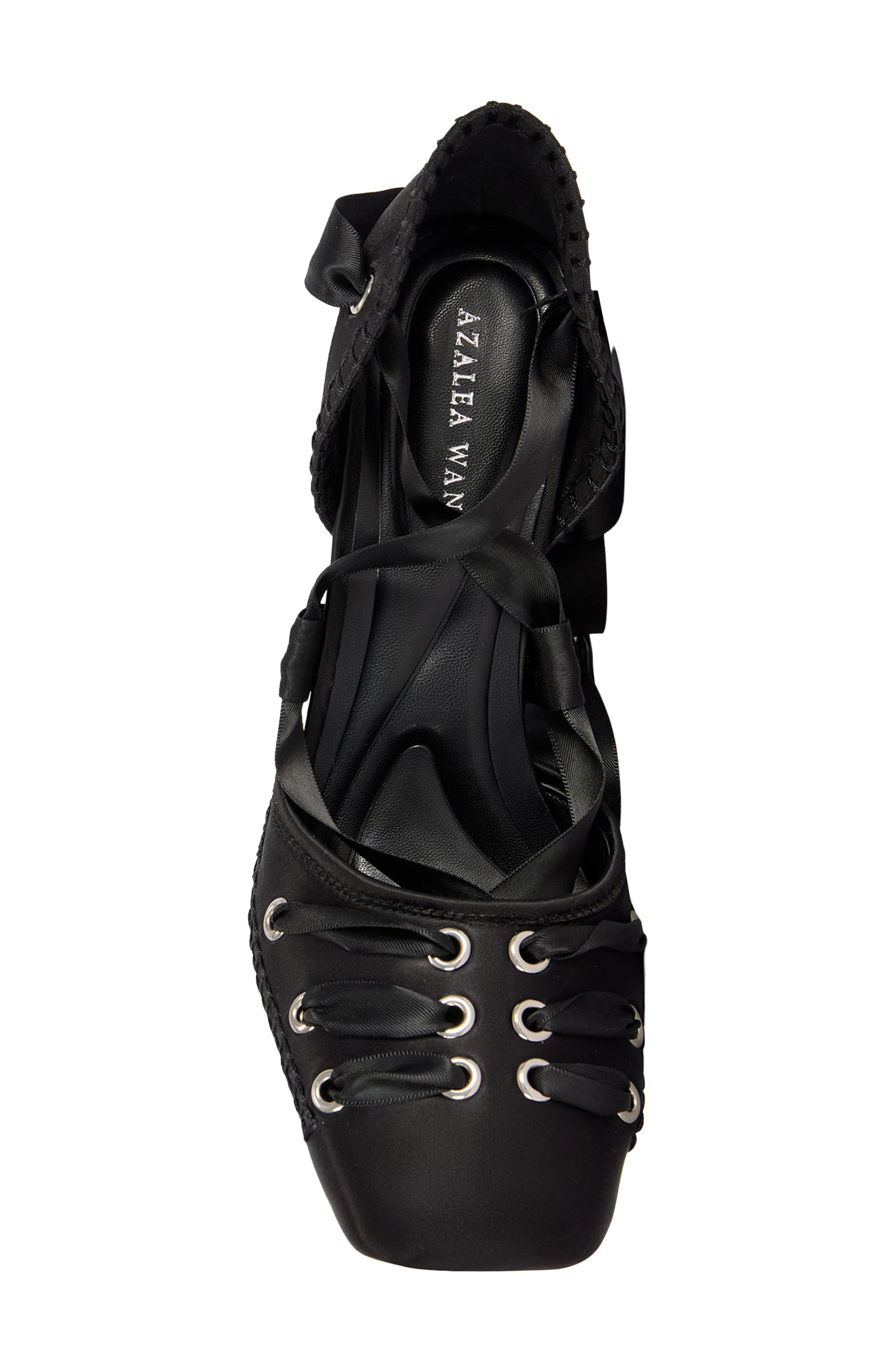 Pirouette Lace Up Wedge Sandal, Alternate, color, BLACK