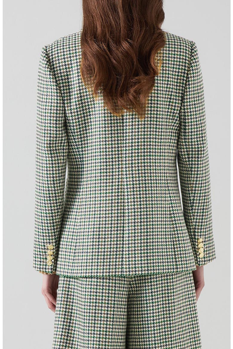 Daphne Houndstooth One-Button Wool Blazer, Alternate, color, GREEN MULTI