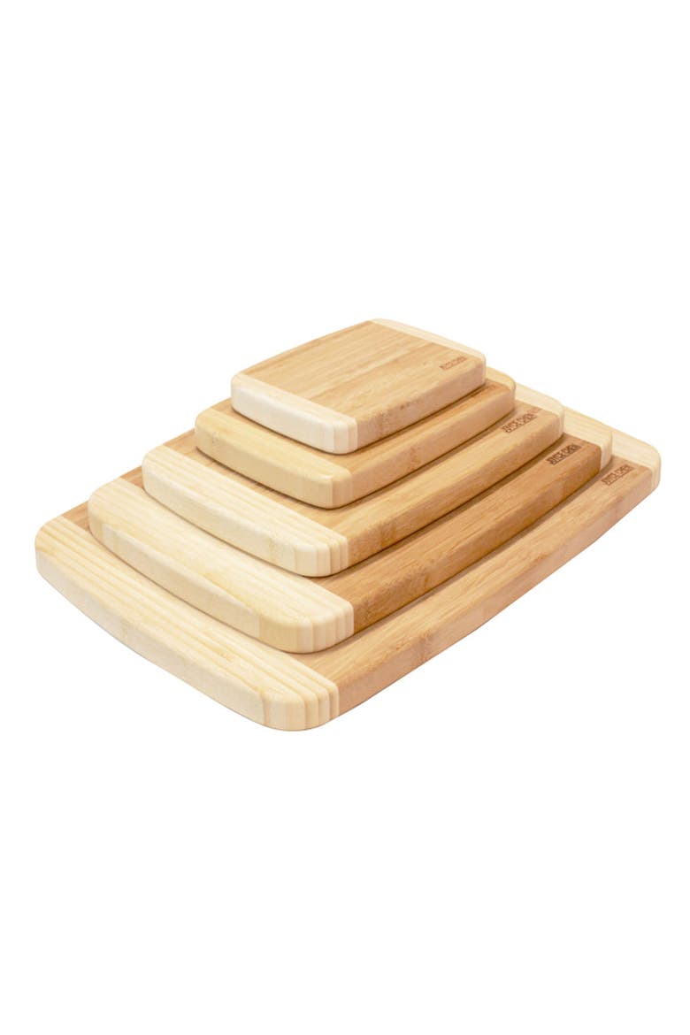 Burnished Cutting Board Set, 5 pack, Main, color, Bamboo