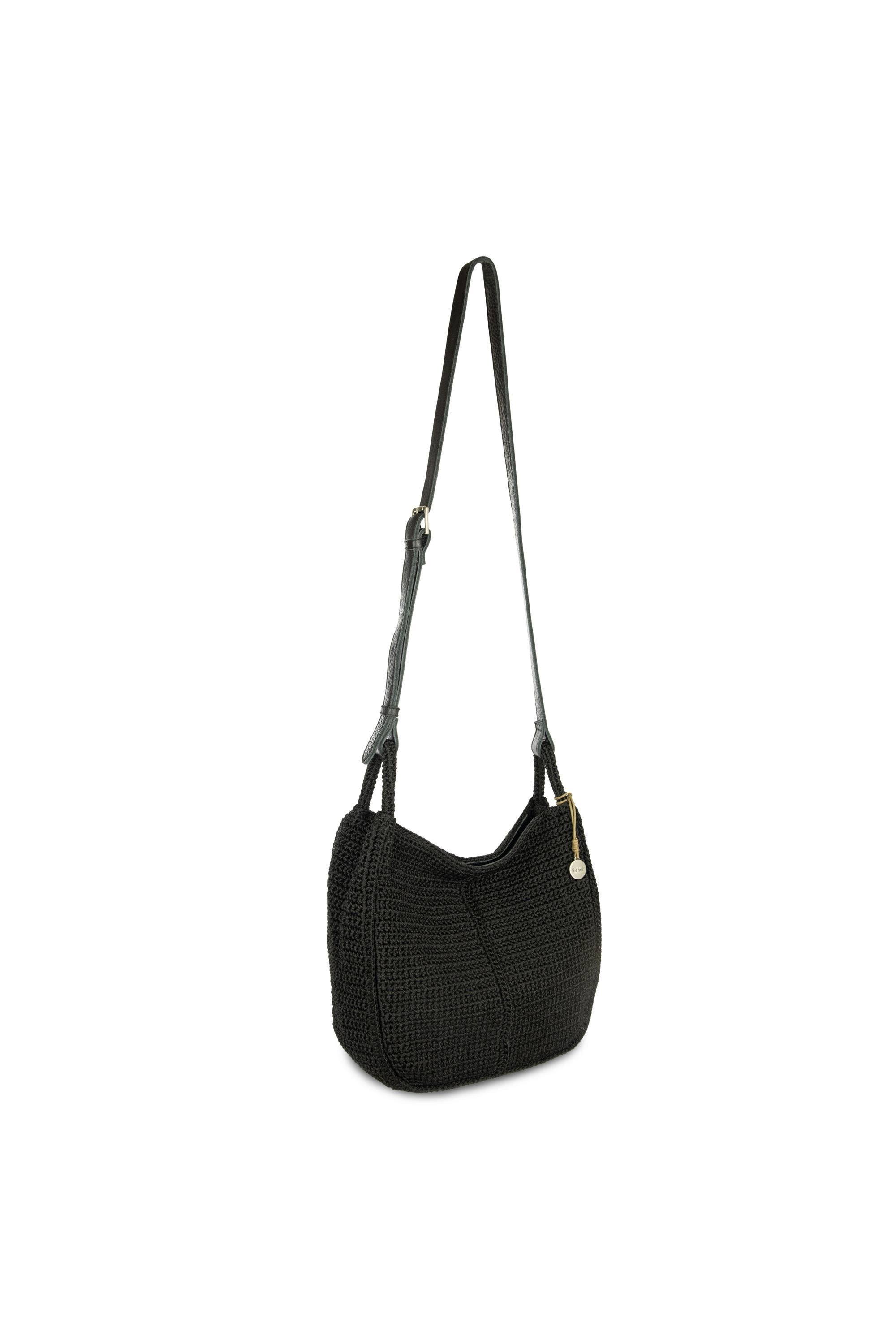The Sak Los Feliz Crossbody Leather Bag, Alternate, color, Black Crochet