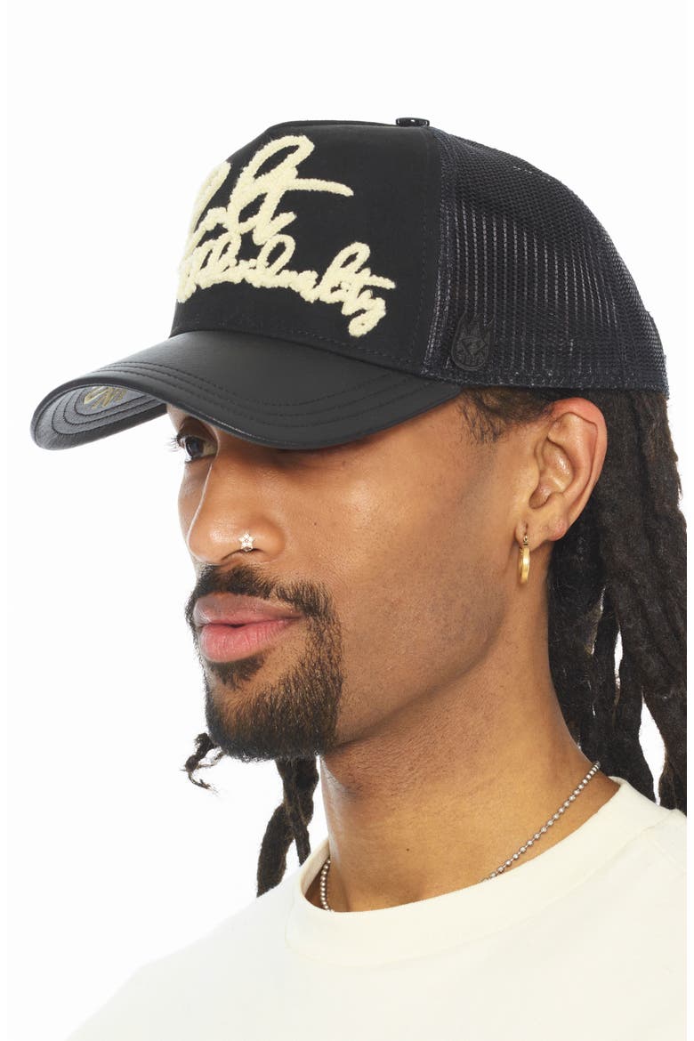 Mesh Back Trucker Baseball Cap, Alternate, color, BLACK