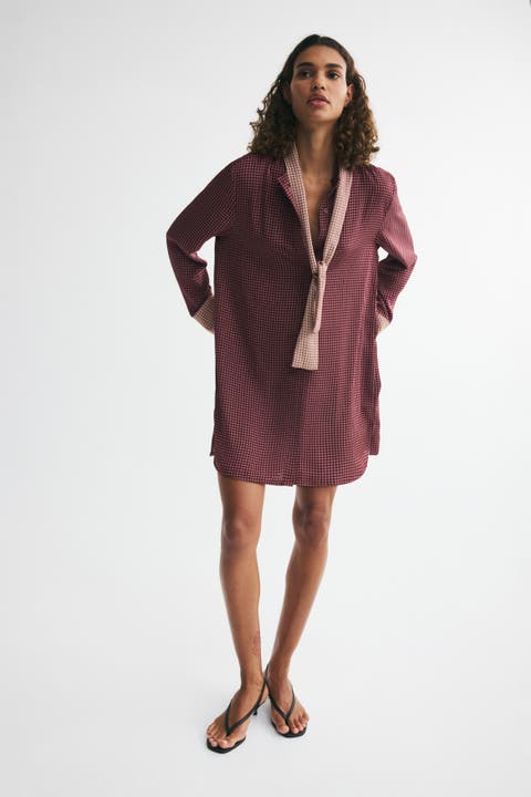 Scarf-collar Button-front Dress