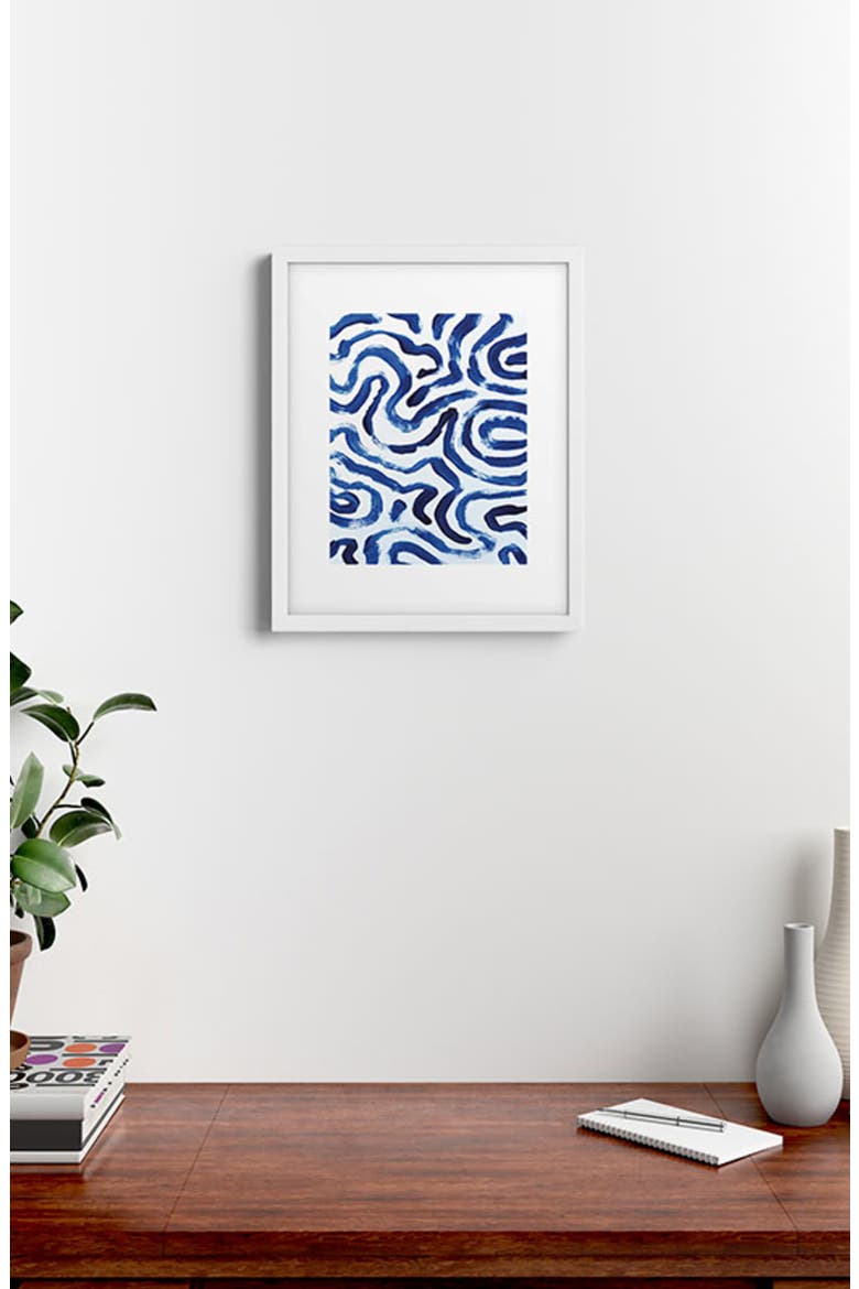 Blue Minimal Framed Art Print, Alternate, color, WHITE