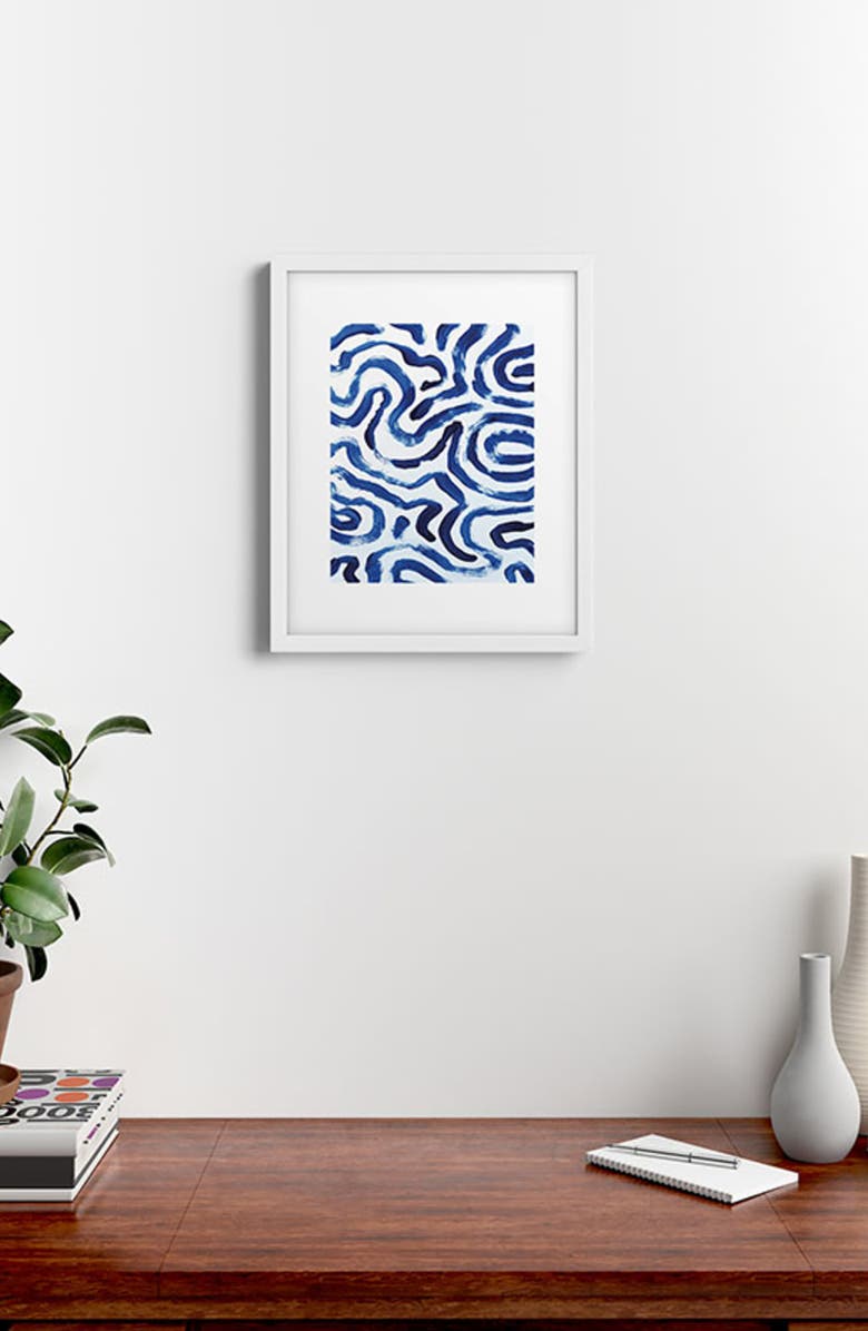 Deny Designs Blue Minimal Framed Art Print, Alternate, color, White
