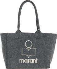 Isabel Marant Yenky Zipped Embroidered Logo Canvas Tote