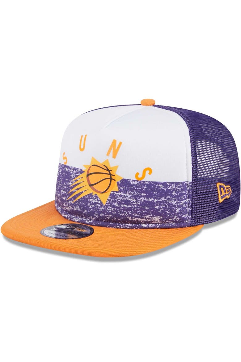 Men's New Era Purple Phoenix Suns Arch A-Frame Trucker 9FIFTY Snapback Hat, Main, color, Purple