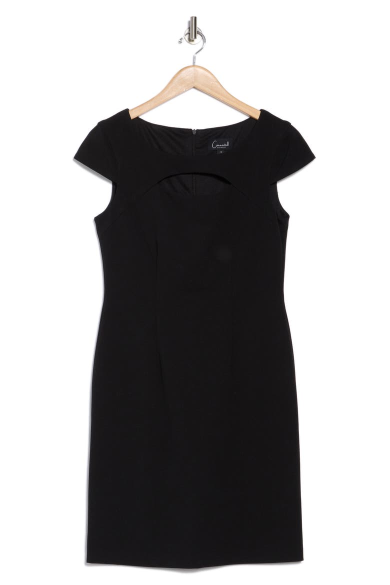 Keyhole Neck Sheath Dress, Alternate, color, BLACK