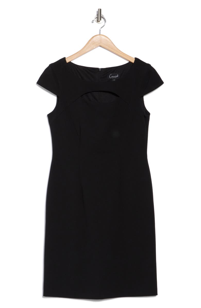 Connected Apparel Keyhole Neck Sheath Dress, Alternate, color, Black
