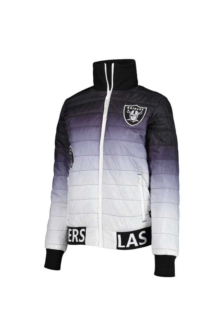 Women's The Wild Collective Black/Silver Las Vegas Raiders Color Block Full-Zip Puffer Jacket, Alternate, color, Black