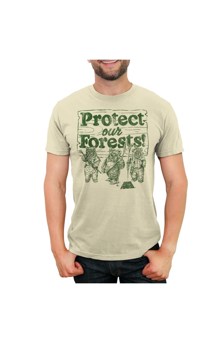 Star Wars Men's Star Wars Ewok Protect Our Forests  Graphic T-Shirt, Main, color, Cream