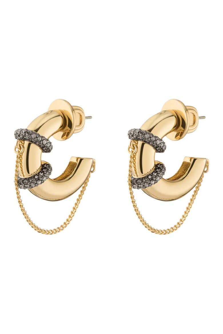 Molly Hoop Earrings, Main, color, GOLD/ HEM/ CRYSTAL