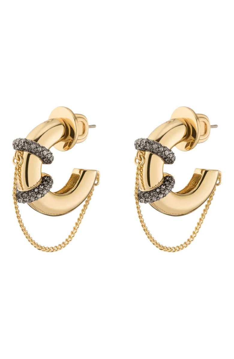 DEMARSON Molly Hoop Earrings, Main, color, Gold/ Hem/ Crystal