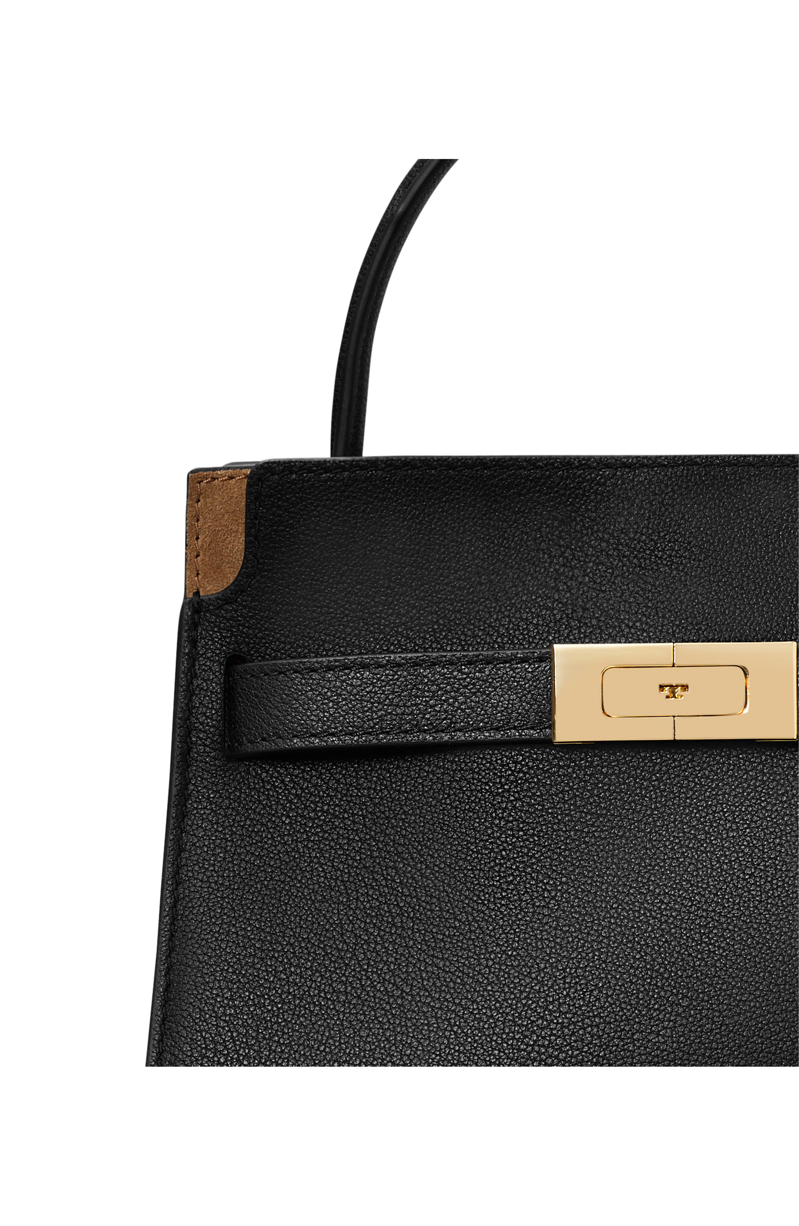 Petite Lee Radziwill Leather Double Bag, Alternate, color, BLACK