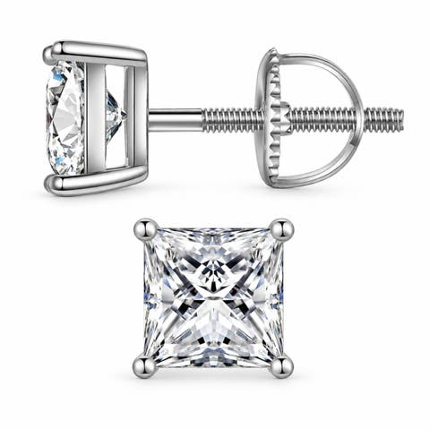Sterling Silver Screw-back Square Studs