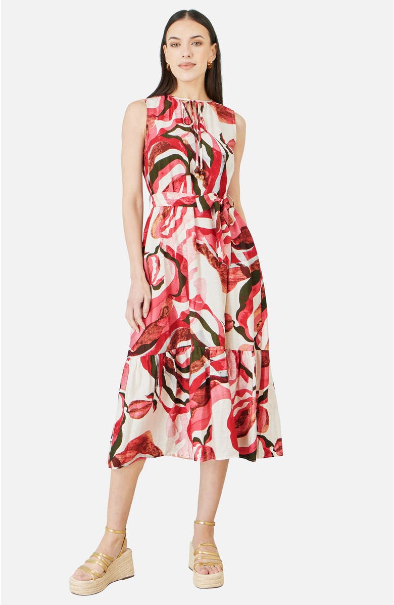 Yumi Viscose Swirl Print Midi Dress, Alternate, color, Pink