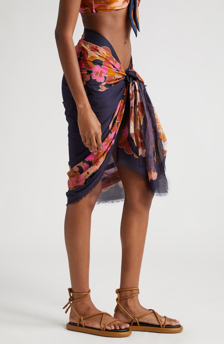 Zimmermann Floral Raw Hem Cotton Sarong, Alternate, color, 