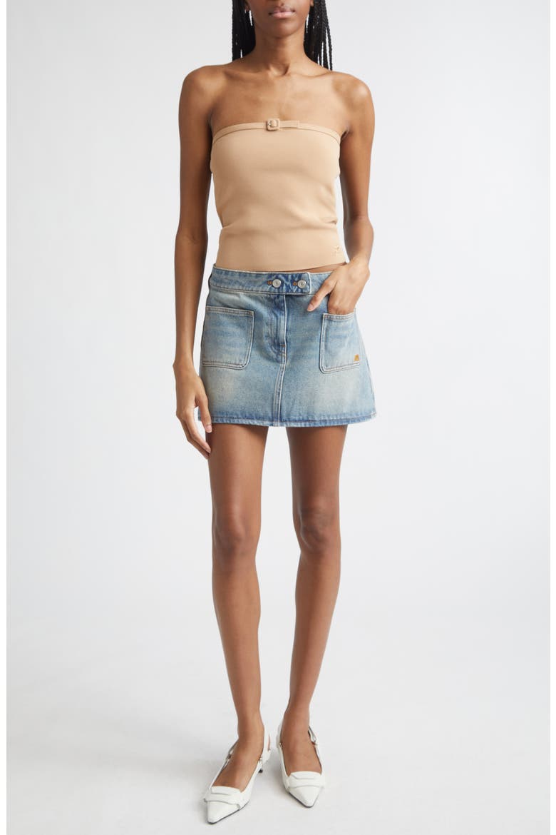 Buckle Detail Bustier Knit Top, Alternate, color, NATURAL