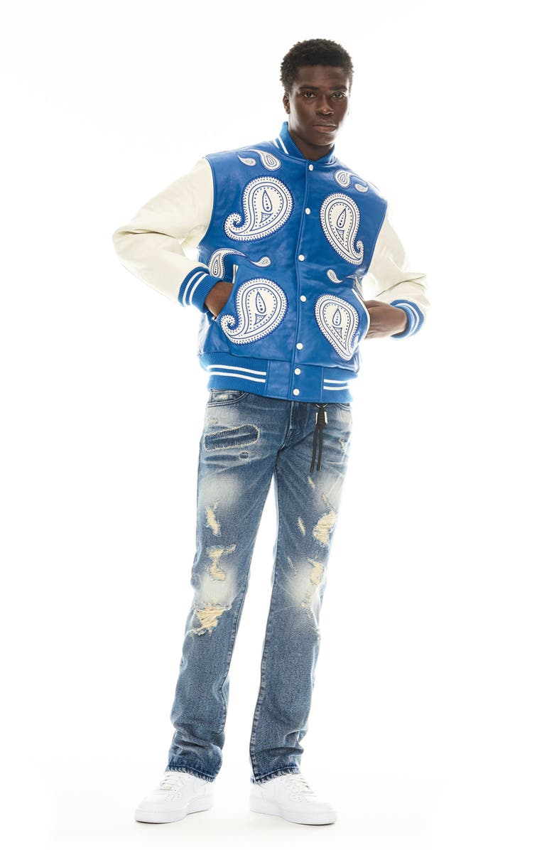 Cult of Individuality Paisley Appliqué Varsity Jacket, Alternate, color, 