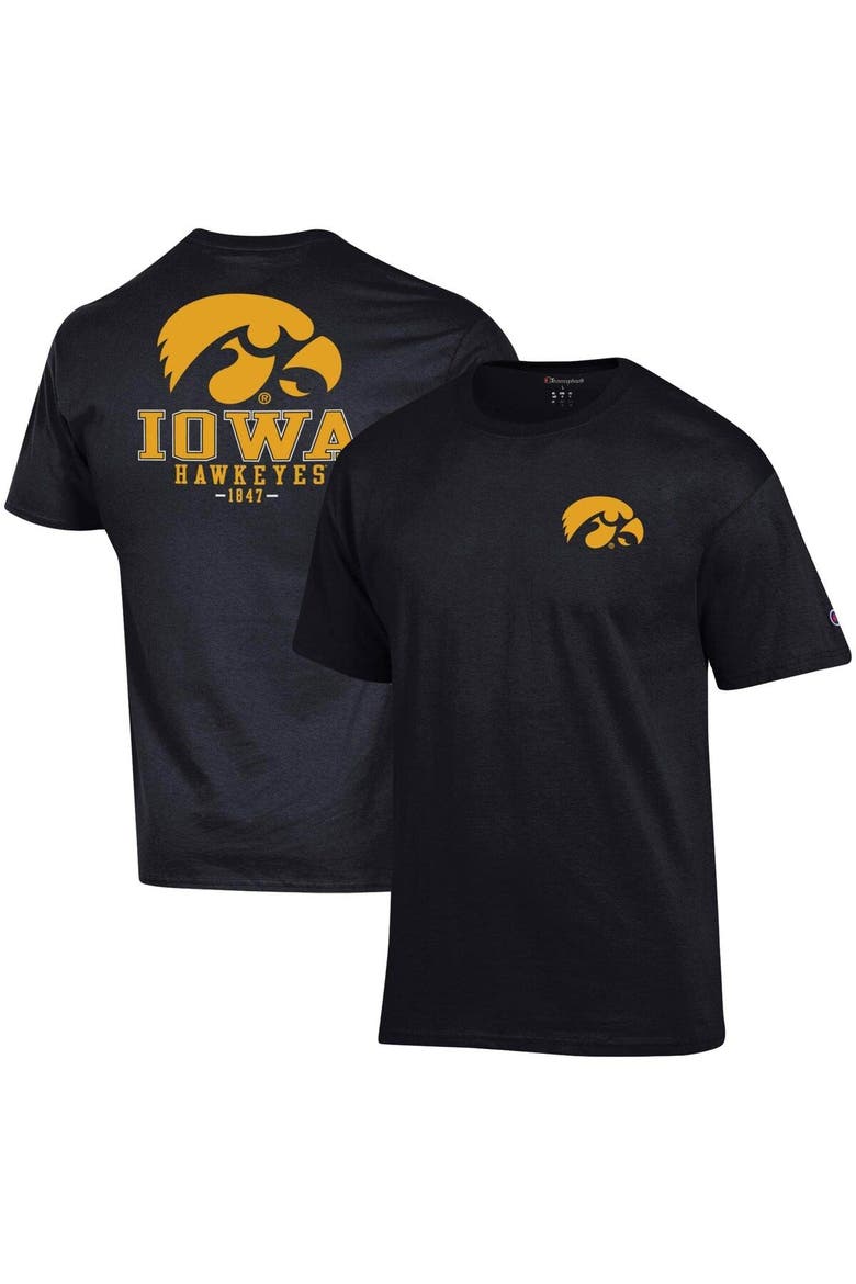 Men's Champion Black Iowa Hawkeyes Stack 2-Hit T-Shirt, Main, color, Black