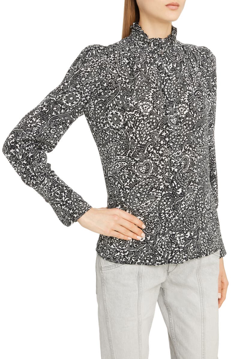 Isabel Marant Paisley Print Silk Blouse, Alternate, color,