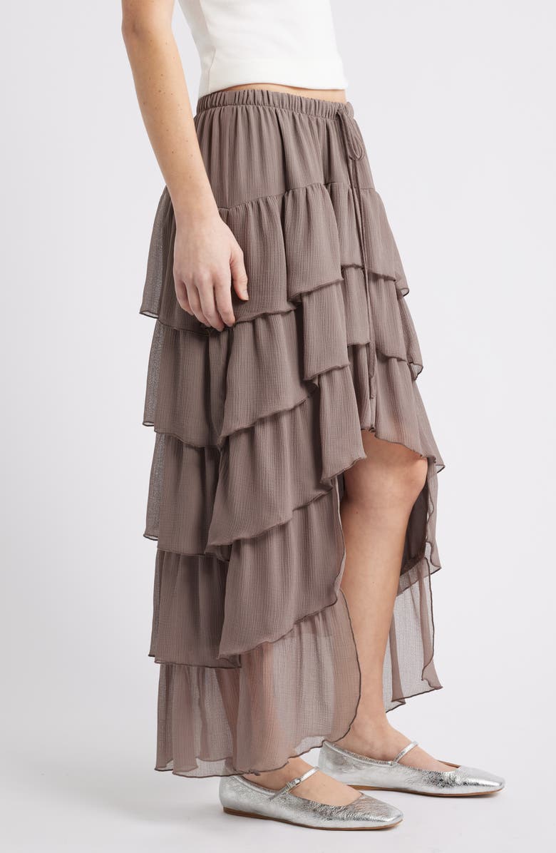 BP. Tiered High-Low Maxi Skirt, Alternate, color, Brown Quartz